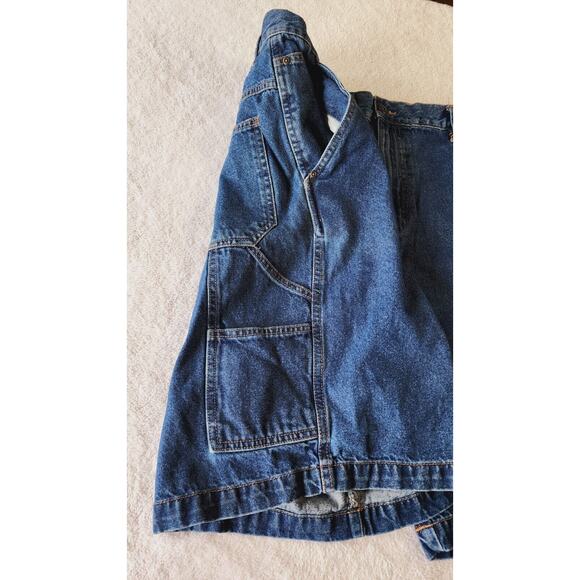 Northwest Territory Blue Denim Cargo Shorts Carpenter Jorts Size 38 Y2K Utility - Picture 7 of 11